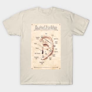 Vintage-Style Ear Piercing Infographic Chart T-Shirt